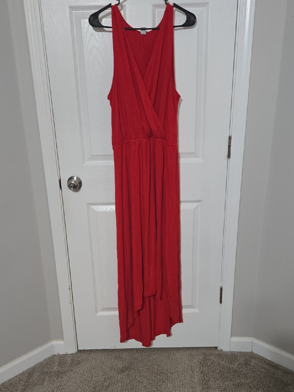 Old Navy Red Asymmetrical Maxi Dress